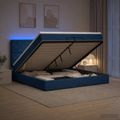 vidaXL Ottoman posteľ s matracom a LED Modrá 200 x 200 cm Látka