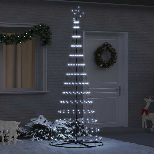 vidaXL LED vianočný stromček s 295 LED-i Studená biela 250 cm Kov