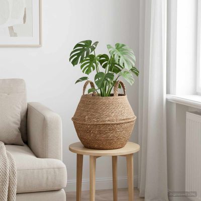 vidaXL Kvetináč s uchami Prírodná Ø 32 x 32 cm 100% Morská tráva