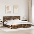 vidaXL Rám postele Dymová dub 200 x 200 cm Masívne borovicové drevo