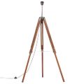 vidaXL Lampa na statíve medovo-hnedá a sivá 141 cm teakový masív