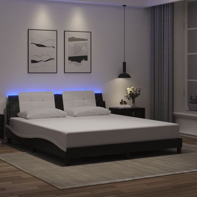 vidaXL Rám postele s LED bez matraca Zadar čierno-biely 180x200 cm