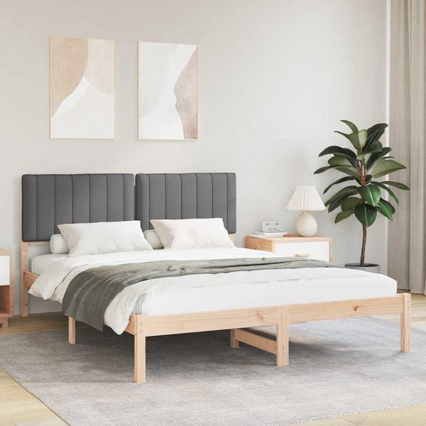 vidaXL Rám postele s čalúneným čelom Tmavo šedá 150 x 200 cm
