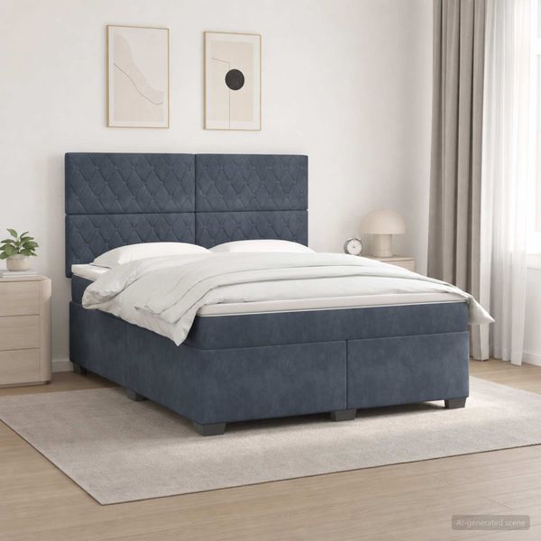 vidaXL Posteľ boxspring s matracom Tmavosivá 160 x 200 cm Zamat