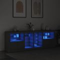 vidaXL Komoda s LED svetlami čierna 202x37x67 cm