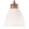 vidaXL Industriálna závesná lampa biela železo a masívne drevo 35 cm E27