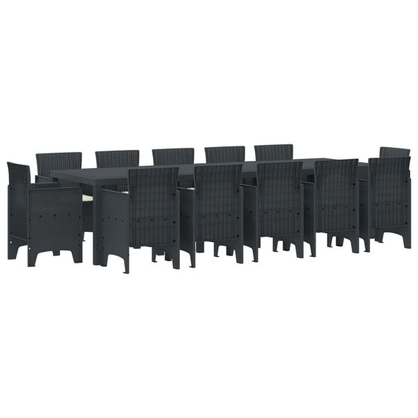 vidaXL Záhradný jedálenský set s vankúšom 13 pcs Antracit Polyratan