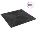 vidaXL Nástenné panely 24 ks 50 x 50 cm Čierny Star XPS Pena