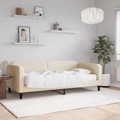 vidaXL Denná posteľ s matracom krémová 90x200 cm látka