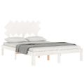 vidaXL Rám postele s čelom biely malé dvojlôžko masívne drevo