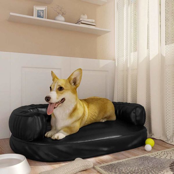vidaXL Ergonomický penový matrac pre psa čierny 75x53 cm umelá koža