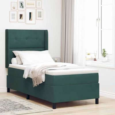 vidaXL Posteľ s pružinovým rámom Tmavozelená 80 x 200 cm Zamat