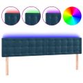 vidaXL Čelo postele s LED tmavomodrá 200x5x78/88 cm zamat