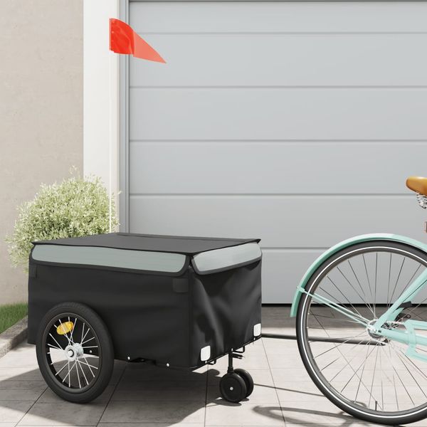vidaXL Vozík za bicykel, čierno sivý 45 kg, železo