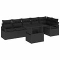 vidaXL Súprava záhradných pohoviek 7 ks Čierna Poly ratan