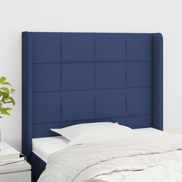 vidaXL Čelo postele so záhybmi modré 103 x 16 x 118/128 cm látka