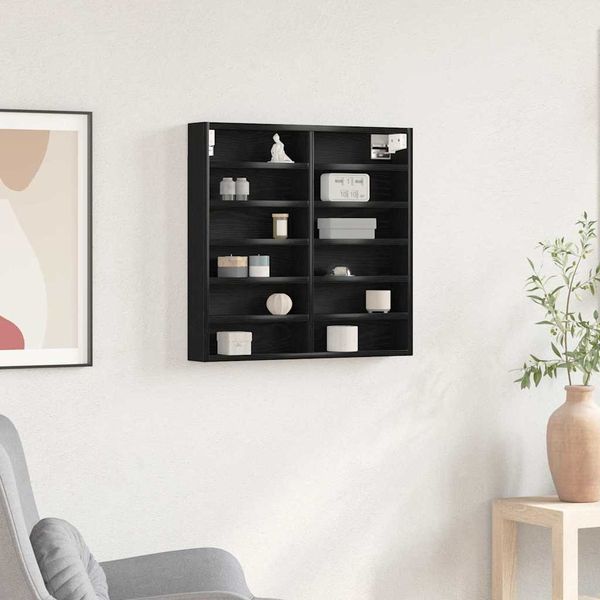 vidaXL Vitrína s poličkou Čierny dub 60 x 8,5 x 58 cm Kompozitné drevo