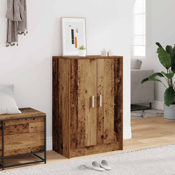 vidaXL Skrinka na topánky staré drevo 60x35x92 cm kompozitné drevo