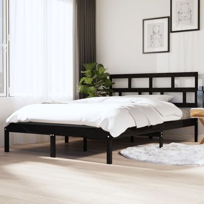 vidaXL Posteľný rám čierny 135x190 cm dvojlôžko masívne drevo