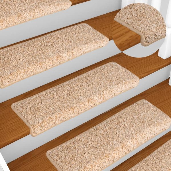 vidaXL Schodové rohože 15 ks 65x21x4 cm zlaté s obdĺžnikovým okrajom