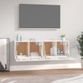vidaXL Nástenné skrinky 2ks lesklé biele 60x36,5x35cm spracované drevo