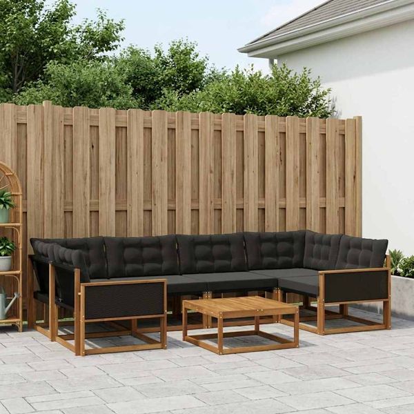 vidaXL Záhradná súprava gaučov s vankúšom 7 pcs Prírodná a čierna