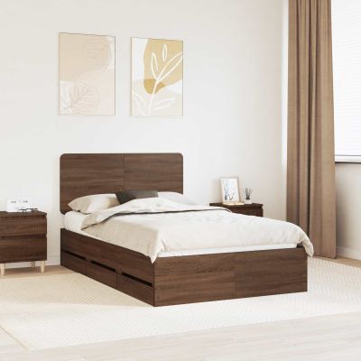 vidaXL Rám postele Hnedý dub 120 x 190 cm Inžinierske drevo