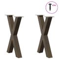 vidaXL Nohy k jedálenskému stolu v tvare X, 2 ks, prírodná oceľ, 60 x (72-73) cm, oceľ