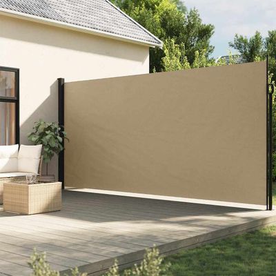vidaXL Zaťahovacia bočná markíza, béžová 200x500 cm