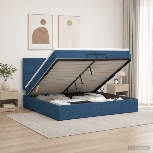 vidaXL Polohovací postel s matrací Modrá 200 x 200 cm Látka