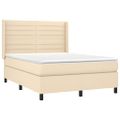 vidaXL Boxspring posteľ s matracom krémový 140x190 cm látka