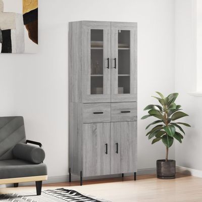 vidaXL Vysoká skrinka sivý dub sonoma 69,5x34x180 cm spracované drevo