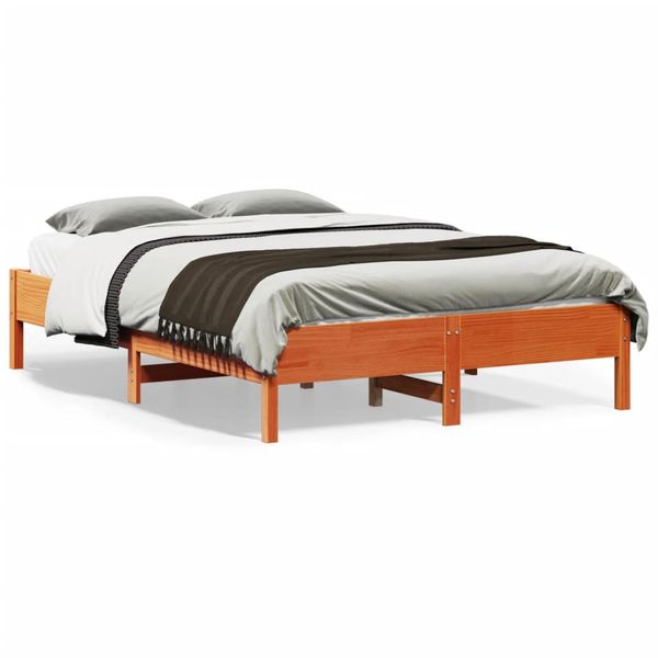 vidaXL Posteľ bez matraca voskovo hnedý 135x190 cm masívna borovica