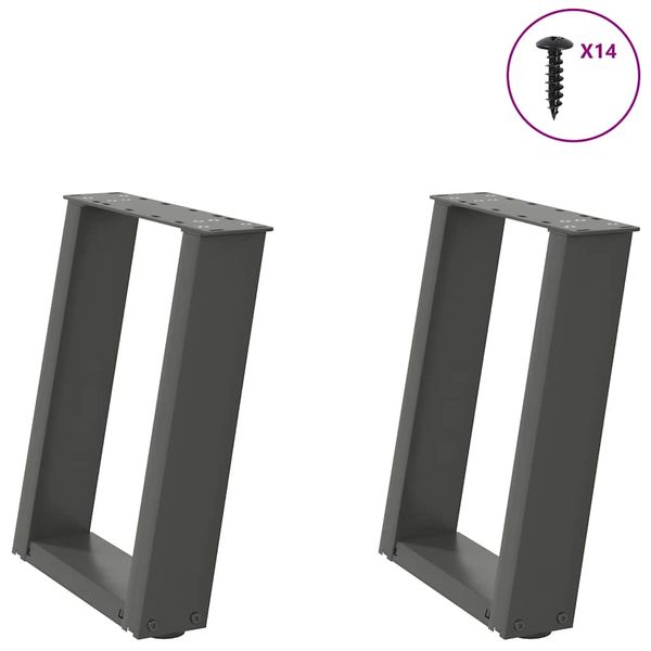 vidaXL Nohy konferenčného stolíka v tvare U, 2 ks, antracitové, 38 x (42-43) cm, oceľ