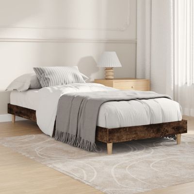vidaXL Posteľný rám bez matraca dymový dub 75x190 cm kompozitné drevo
