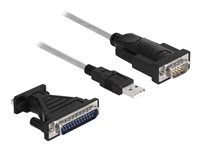 Sada USB/sériového kábla - USB / USB 2.0 / EIA-232 - krídlové skrutky - čierna, priehľadná