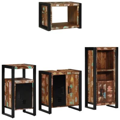 vidaXL Sada kúpeľňového nábytku Nástenný 4 pcs Masívne obnovené drevo