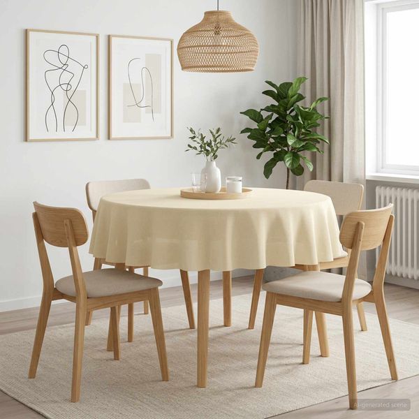 vidaXL Uterák na stôl Okrúhly Krémovo biela Ø 140 cm