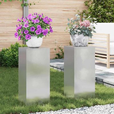 vidaXL Stojan na rastliny 2 pcs Strieborná 24 x 24 x 55 cm