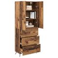 vidaXL Highboard Staré drevo 69,5 x 34 x 180 cm Kompozitné drevo