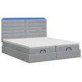 vidaXL Ottoman posteľ s matracom a LED Svetlosivá 200 x 200 cm Látka