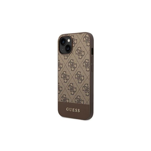 Puzdro Guess pre iPhone 14 Pro Max 6,7" GUHCP14XG4GLBR hnedá PC/TPU 4G PU puzdro s Bottom Stripe Metal Logo