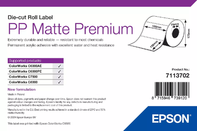 EPSON PP Matte Label Premium, die-cut kotúč, 105mm x 152mm, 800 štítkov