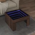 vidaXL Konferenčný stolík s nekonečnými LED hnedý dub 50x50x30 cm