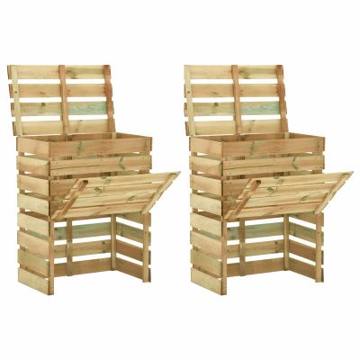 vidaXL Slatkový záhradný kompostér 2 pcs Zelená 110 x 58 x 113 cm