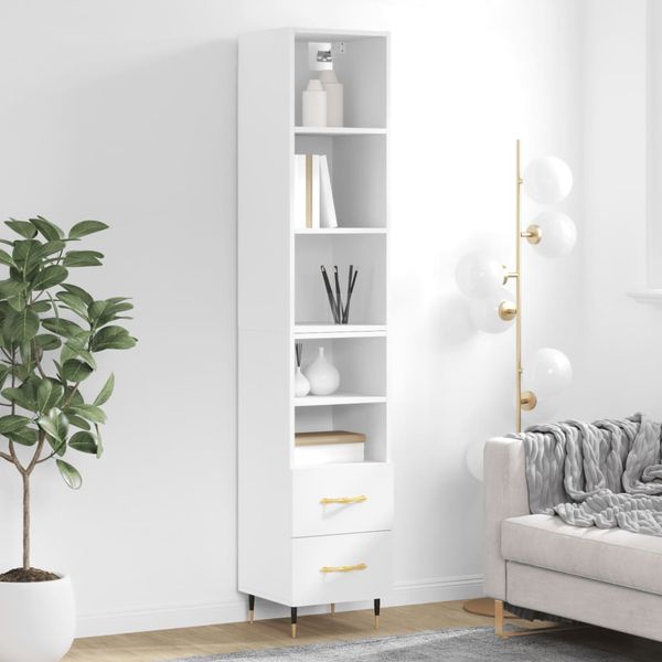 vidaXL Vysoká skrinka biela 34,5x34x180 cm spracované drevo