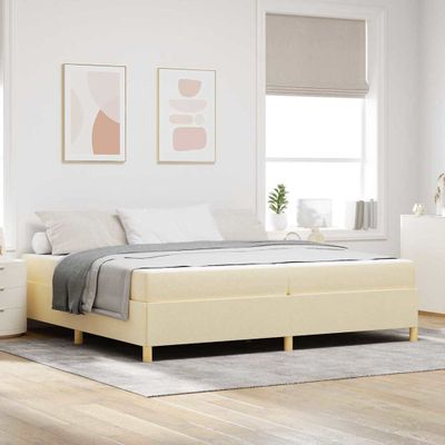 vidaXL Rám postele Krémová 200 x 200 cm látka