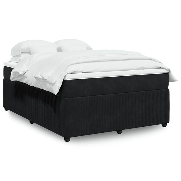 vidaXL Posteľný rám boxspring s matracom čierny 140x200 cm zamat