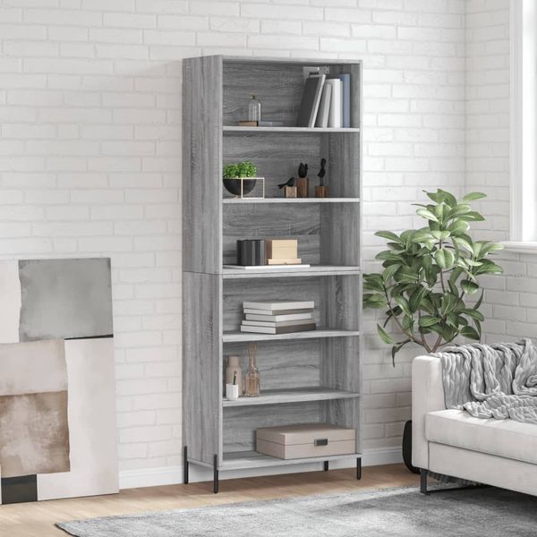 vidaXL Vysoká skrinka sivá sonoma 69,5x32,5x180 cm kompozitné drevo
