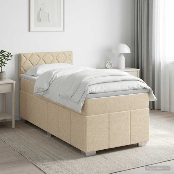 vidaXL Posteľ boxspring s matracom Krémová 80 x 200 cm Látka